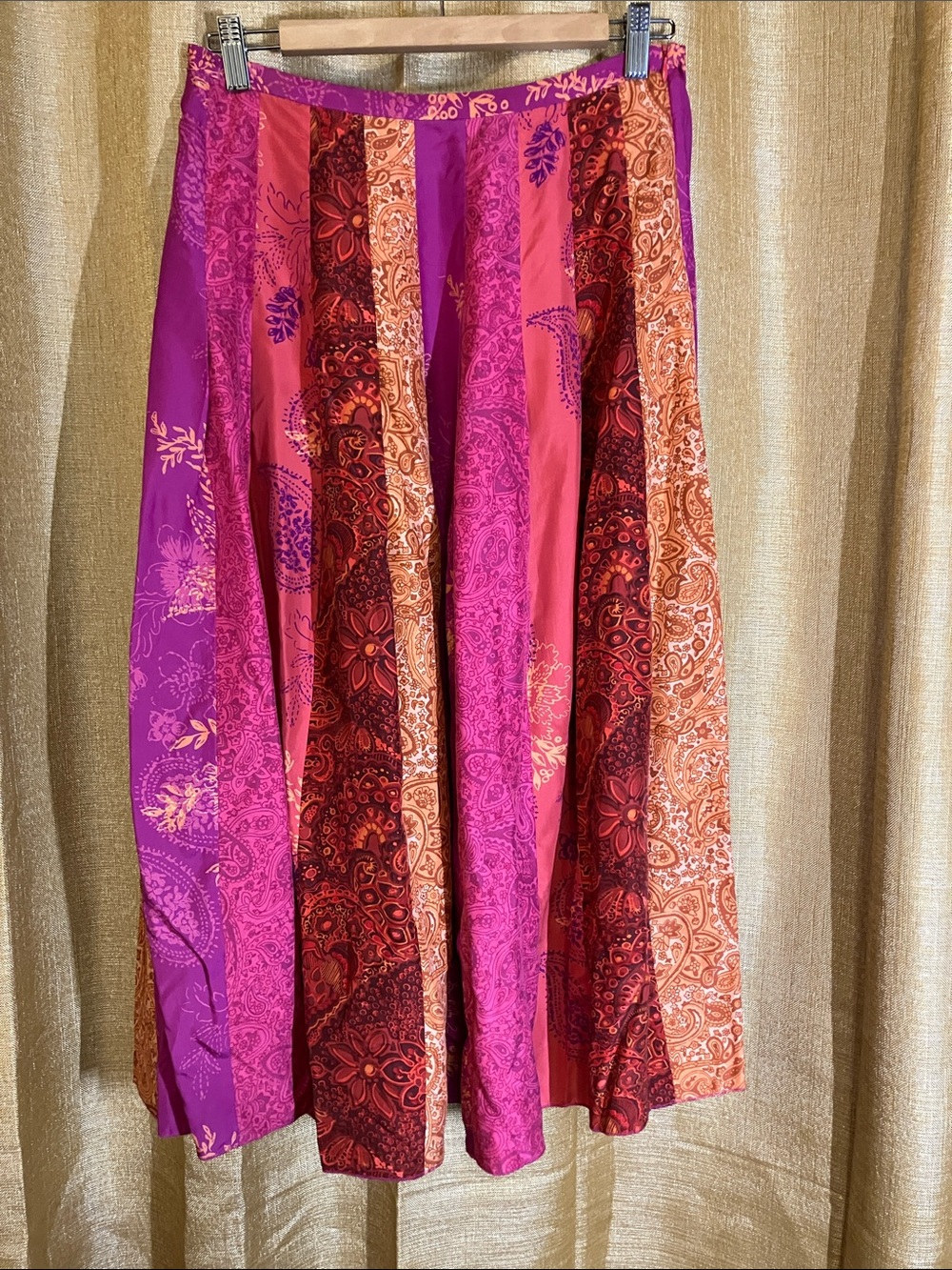 Banana Republic Pink, Red & Orange Patchwork A-Line Skirt